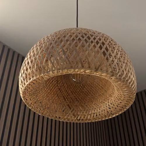 CGC Lighting Bronte Bamboo Hand Made Dome Lampshade in Beige and Brown, W: 40 cm, D: 38 cm, H: 20 cm – 3