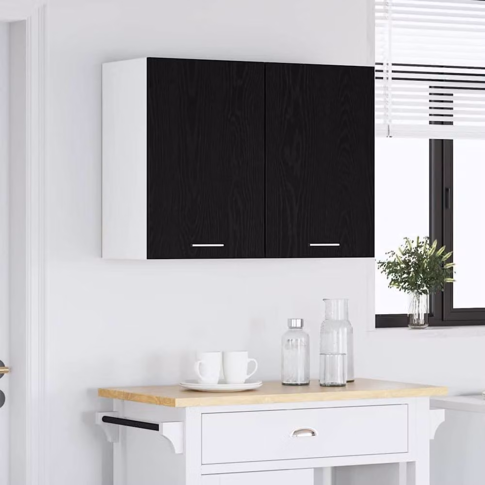 Berkfield Home Black Modern Wall Mounted Kitchen Cabinet with Hinged Doors, W/D/H: 80 x 31 x 60 cm – 3