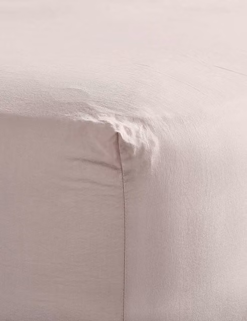 Bedfolk Washed Cotton Deep Fitted Sheet, Pink, W: 180 cm, D: 200 cm