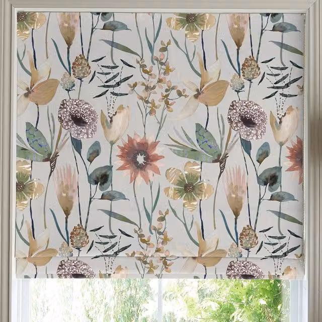 Voyage Maison Oceania Made to Measure Blackout Roman Blind in Sandstone Floral Design