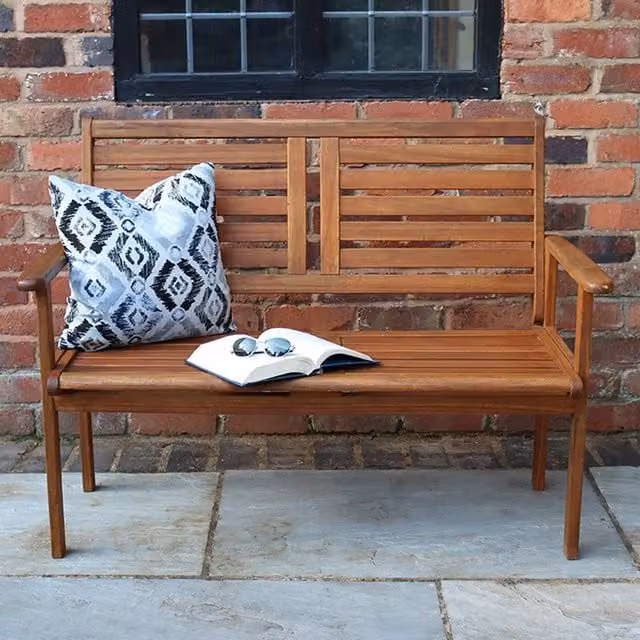 Royalcraft Napoli 2 Seater Acacia Wood Garden Furniture Bench in Brown