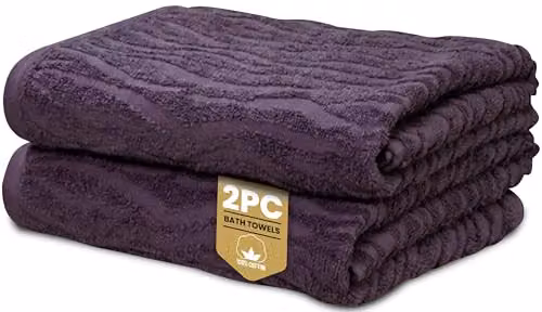 Rapport Home Safari 2-Pack Damson Bath Towels, 100% Cotton, W: 70 cm, H: 120 cm – 3