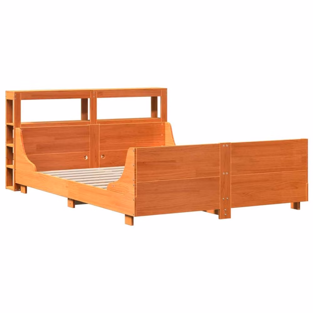 Berkfield Home Rustic Solid Wood Pine Bed Frame in Waxed Brown, W: 135 cm, L: 190 cm – 2