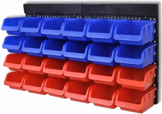 Berkfield Home 2 Piece Blue and Red Wall Mounted Plastic Garage Tool Organiser – 1