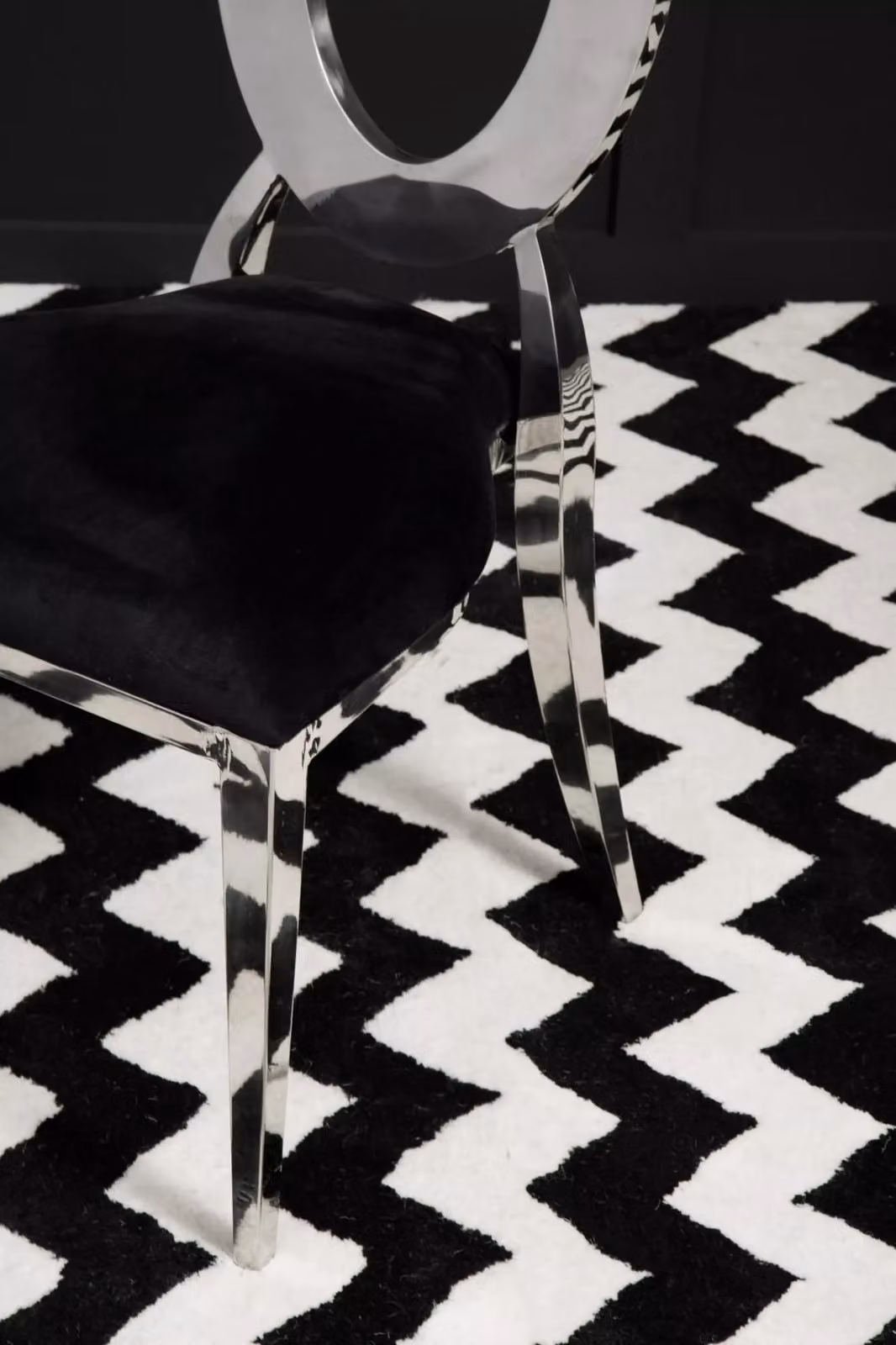 Interiors by Premier Stackable Velvet Dining Chair with Metal Frame in Silver and Black – 6