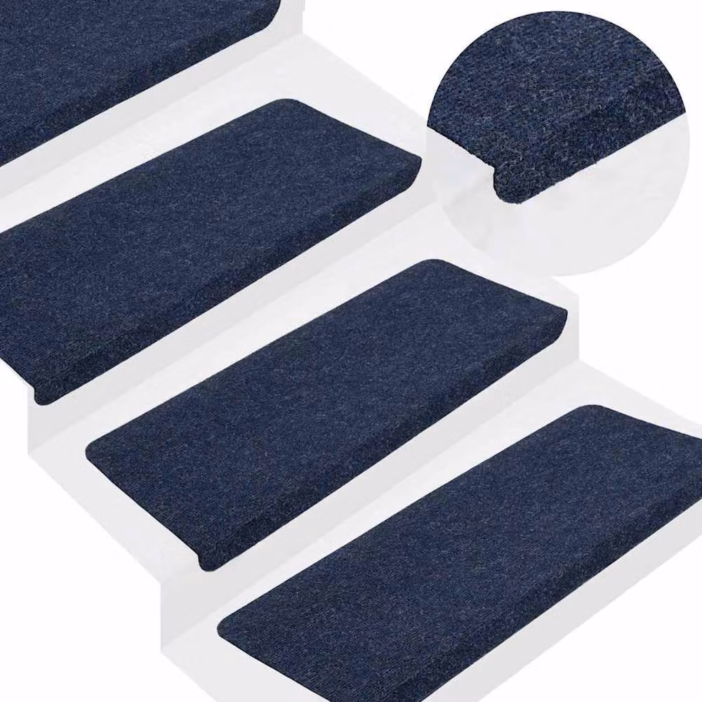 Berkfield Home Self-adhesive Non-slip Stair Mats, 15 Pieces, Blue, W: 65 cm, D: 24.5 cm, H: 3.5 cm – 2