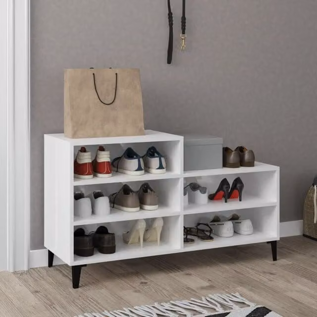 Berkfield Home High Gloss White Shoe Cabinet W/D/H: 102 x 36 x 60 cm