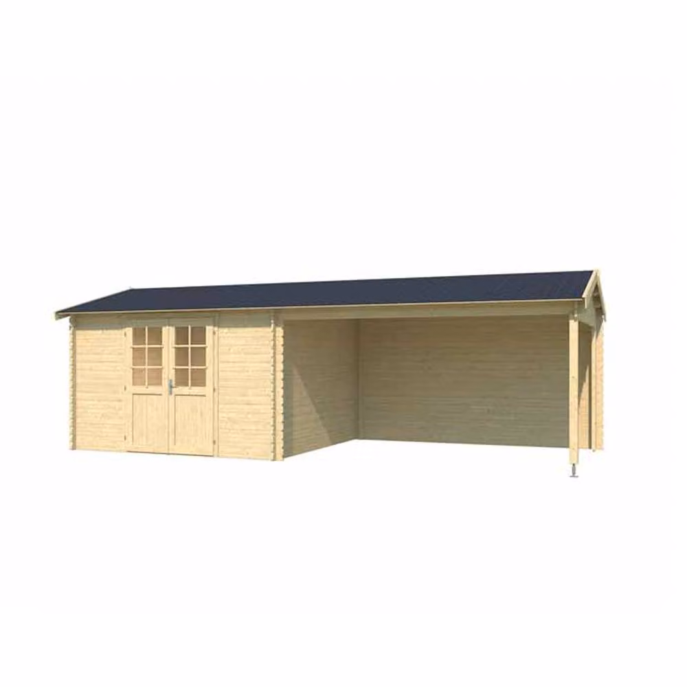 Lasita Maja Ltd Amarillo Log Cabin Garden Room and Home Office in Light Brown, W: 388.8 cm, D: 730 cm, H: 250.8 cm – 2