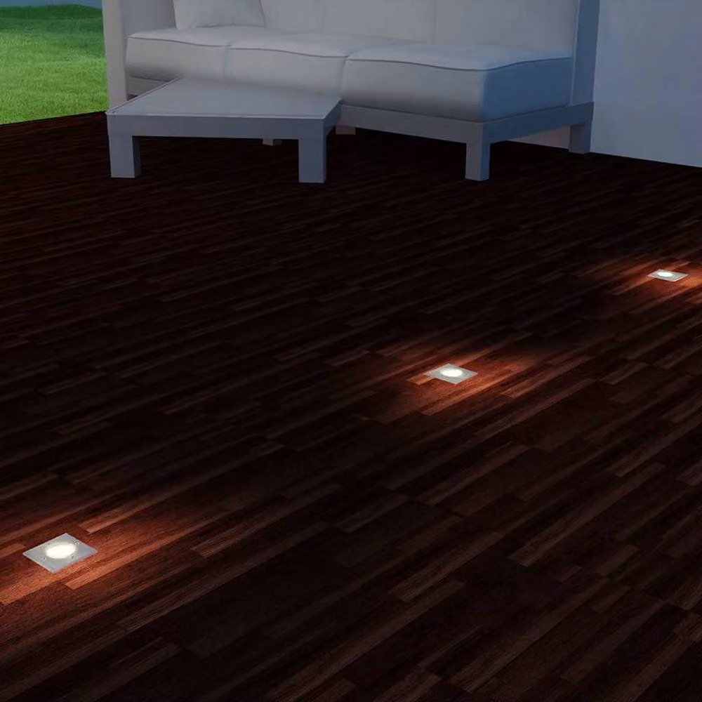 Berkfield Home Set of 3 Square Outdoor LED Ground Recessed Lights in Silver – 2