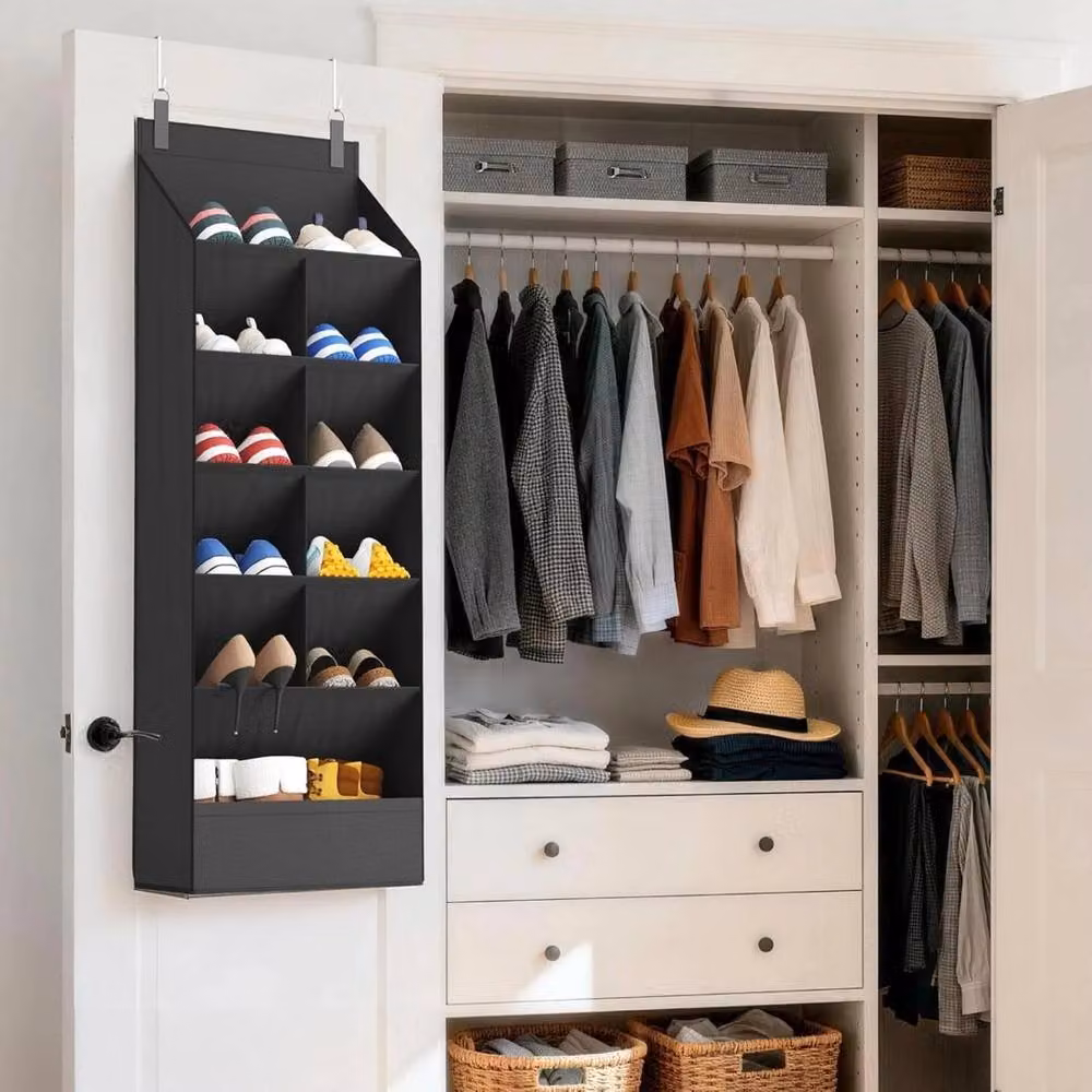 FORGEVIO Black 10 Pocket Over the Door Shoe Organiser – 3