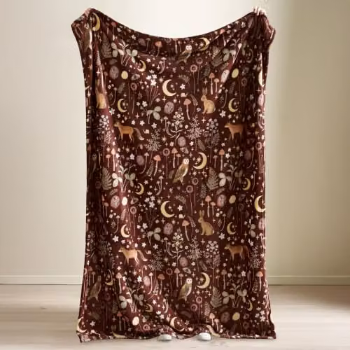 Catherine Lansfield Enchanted Twilight Animals Cosy Fleece Blanket Throw in Brown, W/D/H: 130 x 170 cm – 6
