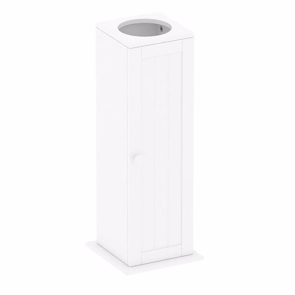 Xample White Wood Freestanding Toilet Paper Roll Holder and Bathroom Storage Cabinet – 2