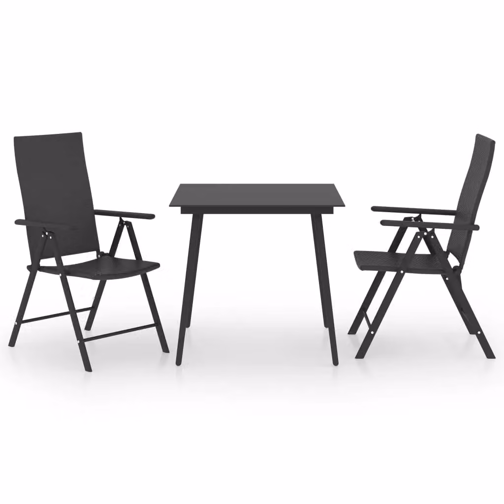 Berkfield Home 3 Piece Black Metal Garden Dining Set – 2