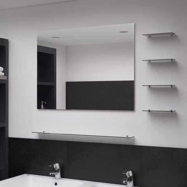 Berkfield Home Modern Rectangular Wall Mirror in Silver, W: 80 cm, H: 60 cm