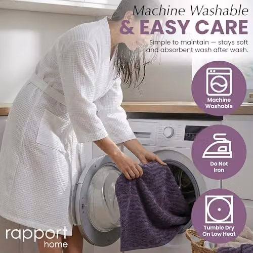Rapport Home Safari 2-Pack Purple Cotton Hand Towels, W: 50 cm x H: 85 cm – 7