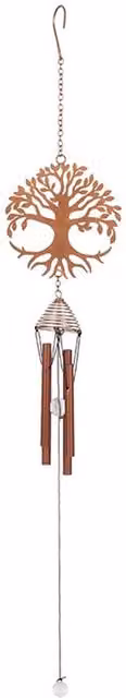 KDMK Tree Of Life Metal Hanging Windchime with Leaves, Brown, Height: 60 cm