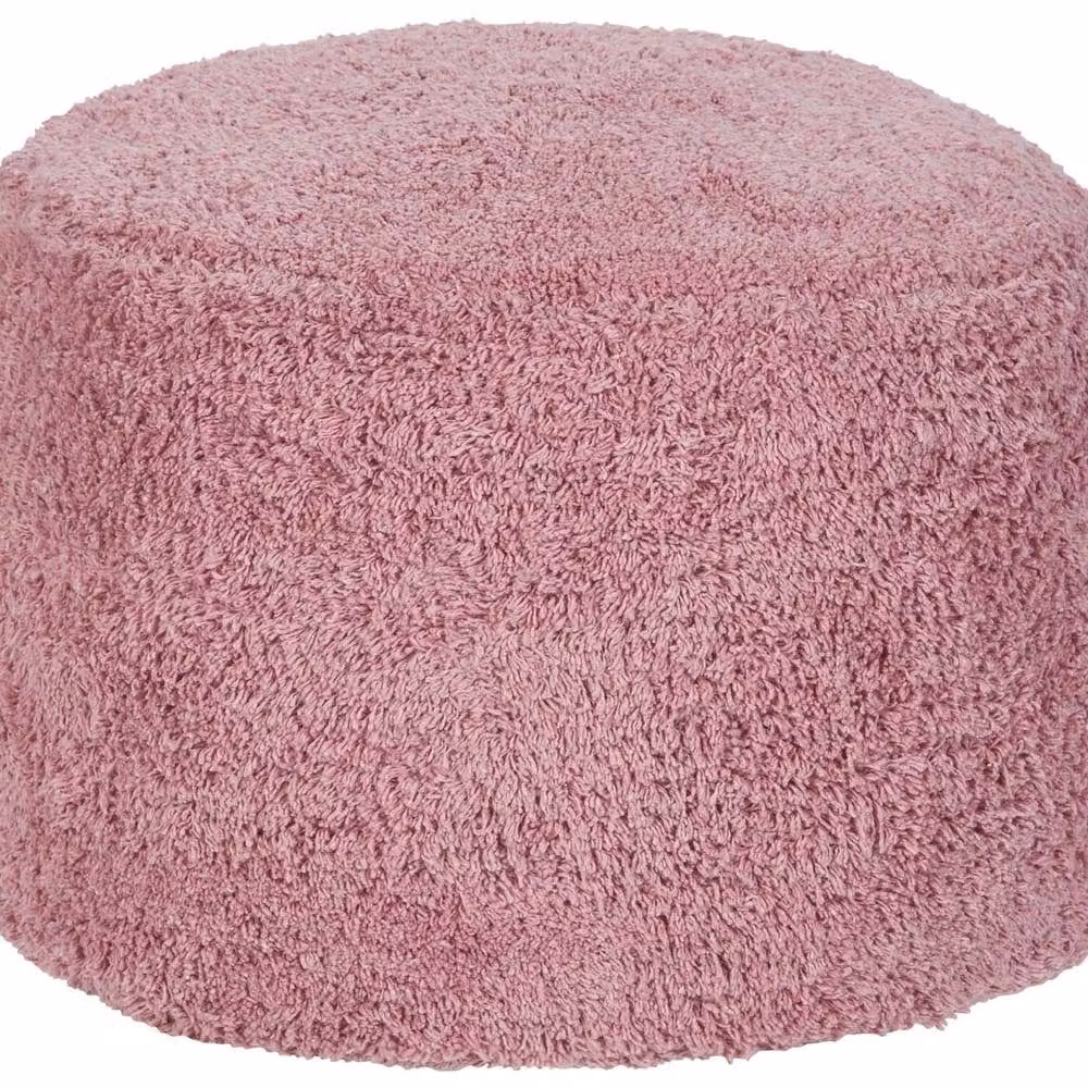 Wyld and Coco Pink Cotton Boho Cylindrical Pouffe with Removable Cover, W/D/H: 50 x 35 x 35 cm – 2