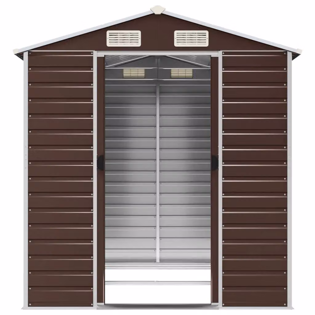 Berkfield Home Brown Galvanised Steel Garden Shed W/D/H: 191 x 215 x 198 cm – 3