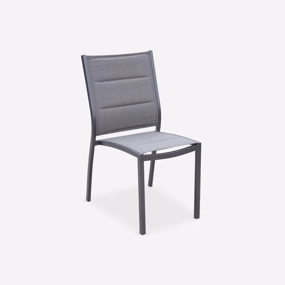 sweeek Pair of Stackable Aluminium Garden Chairs in Dark Grey – 2