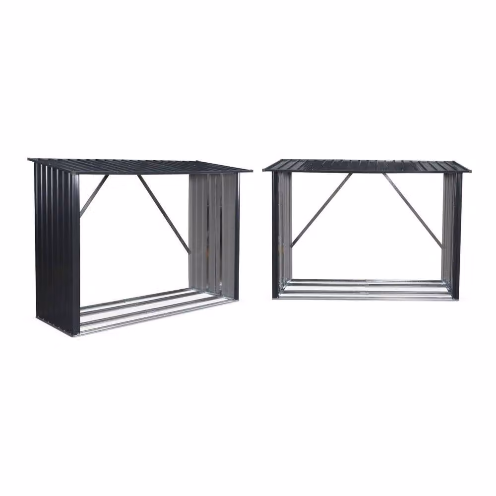 sweeek Set of 2 Galvanised Steel Log Racks in Anthracite Grey – 2