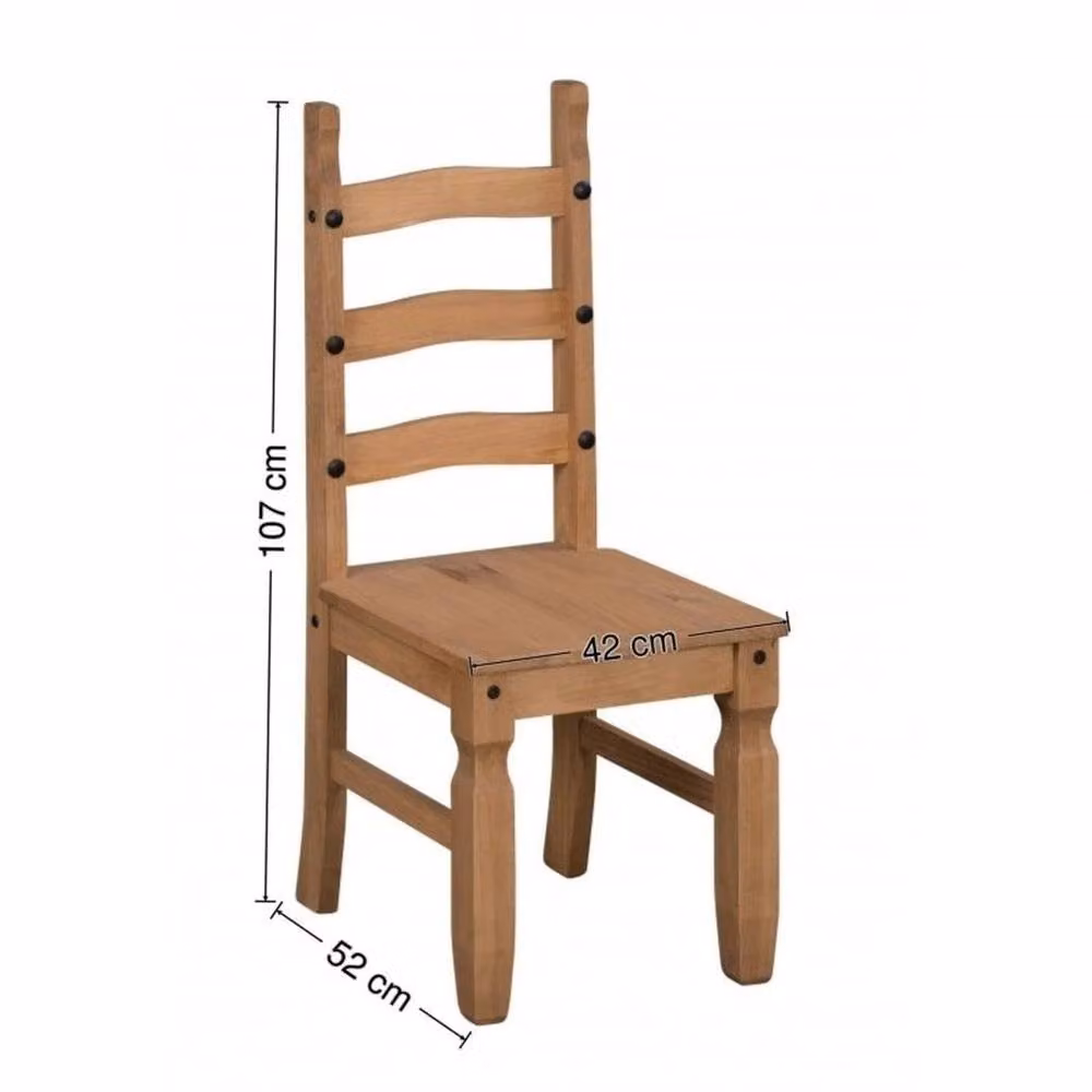 NESTLUNE Set of 2 Rustic Solid Pine Slat Back Dining Chairs in Brown – 2