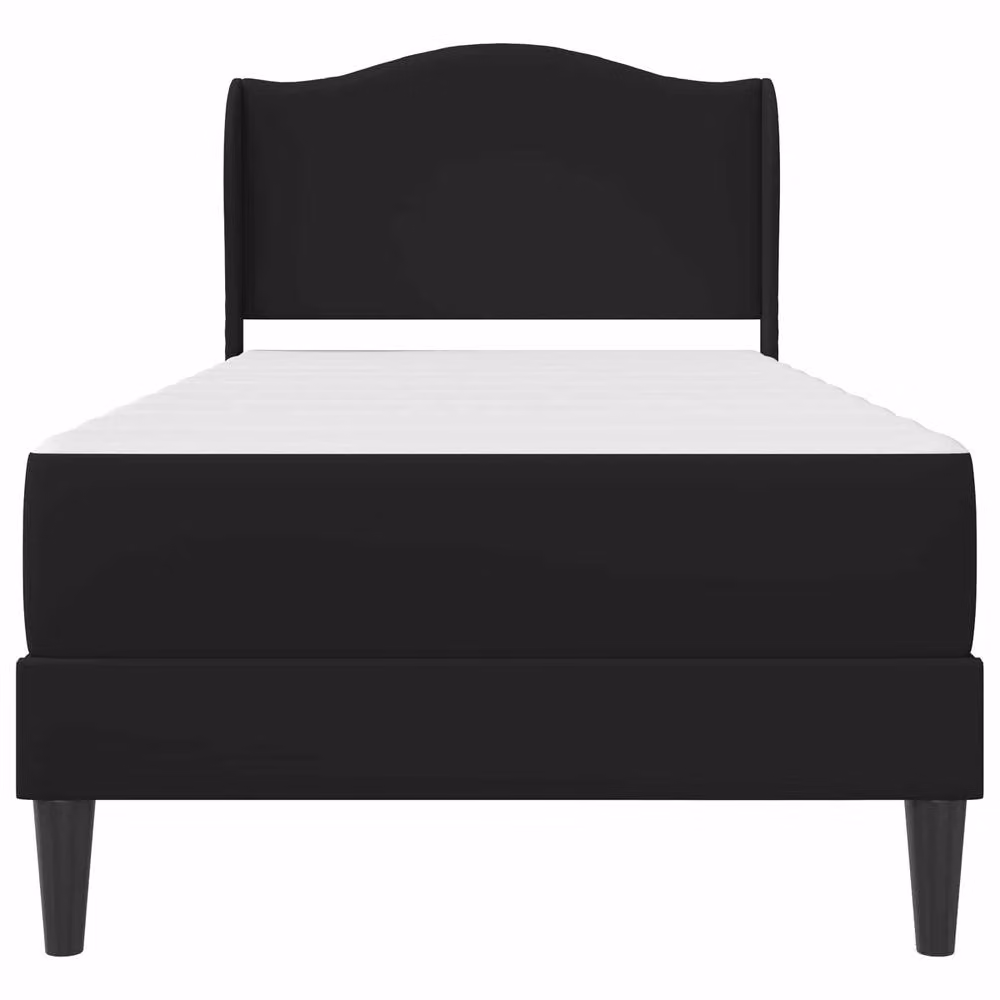 Berkfield Home Upholstered Bed Frame with Headboard in Black Faux Leather W/D/H: 90 x 190 cm – 3