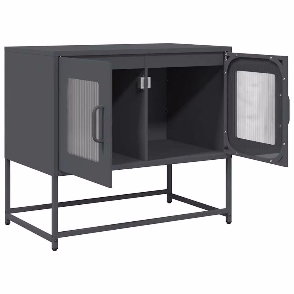 Berkfield Home Anthracite TV Cabinet in Matt Charcoal Metal, W: 68 cm, D: 39 cm, H: 60.5 cm – 3