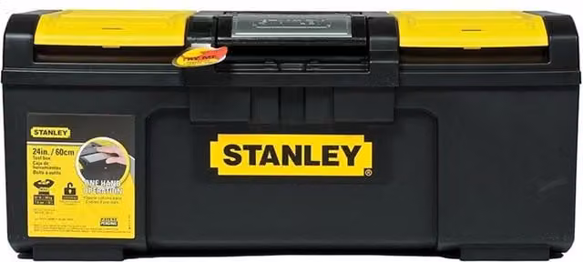 Stanley One Touch DIY Toolbox with Inserts, Black and Multicolour