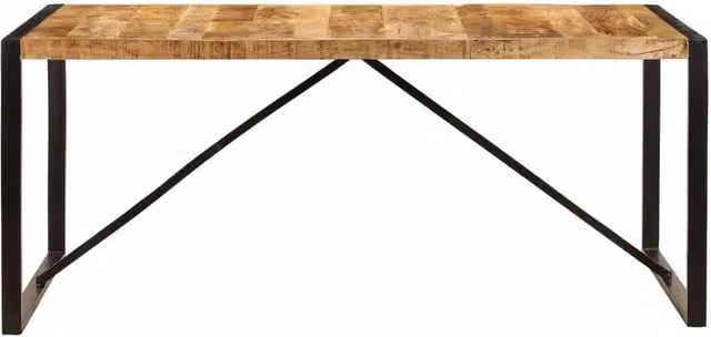 Berkfield Home Beautiful Rectangular Dining Table in Brown Solid Rough Mango Wood W: 180 cm, D: 90 cm, H: 76 cm – 1