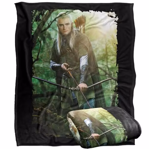 Warner Bros. The Lord Of The Rings Legolas Silky Touch Super Soft Fleece Throw Blanket, Multicolour, W: 152 cm, D: 127 cm – 1