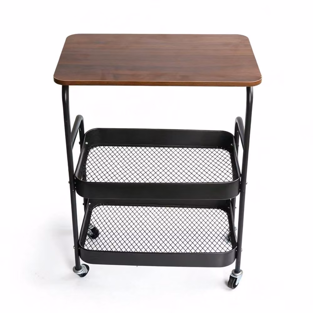 EONLION Black 3 Tier Rolling Metal Storage Trolley with Table Top, W/D/H: 30 x 43 x 73 cm – 4