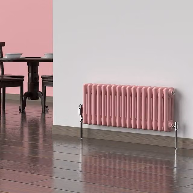 Lux Heat Horizontal 3 Column Steel Radiator in Pastel Pink, W: 30.0 cm, H: 78.5 cm