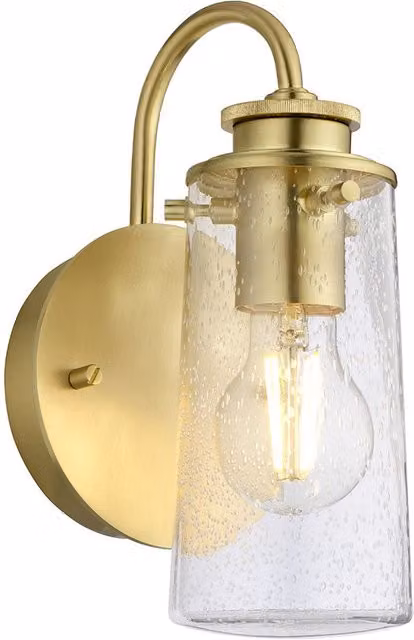 Kichler Braelyn Single Light Wall Light in Brushed Brass and Yellow Glass, IP44 Rated