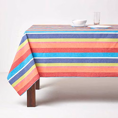 Homescapes Multicolour Striped Cotton Rectangular Tablecloth, W: 137 cm, L: 178 cm – 4