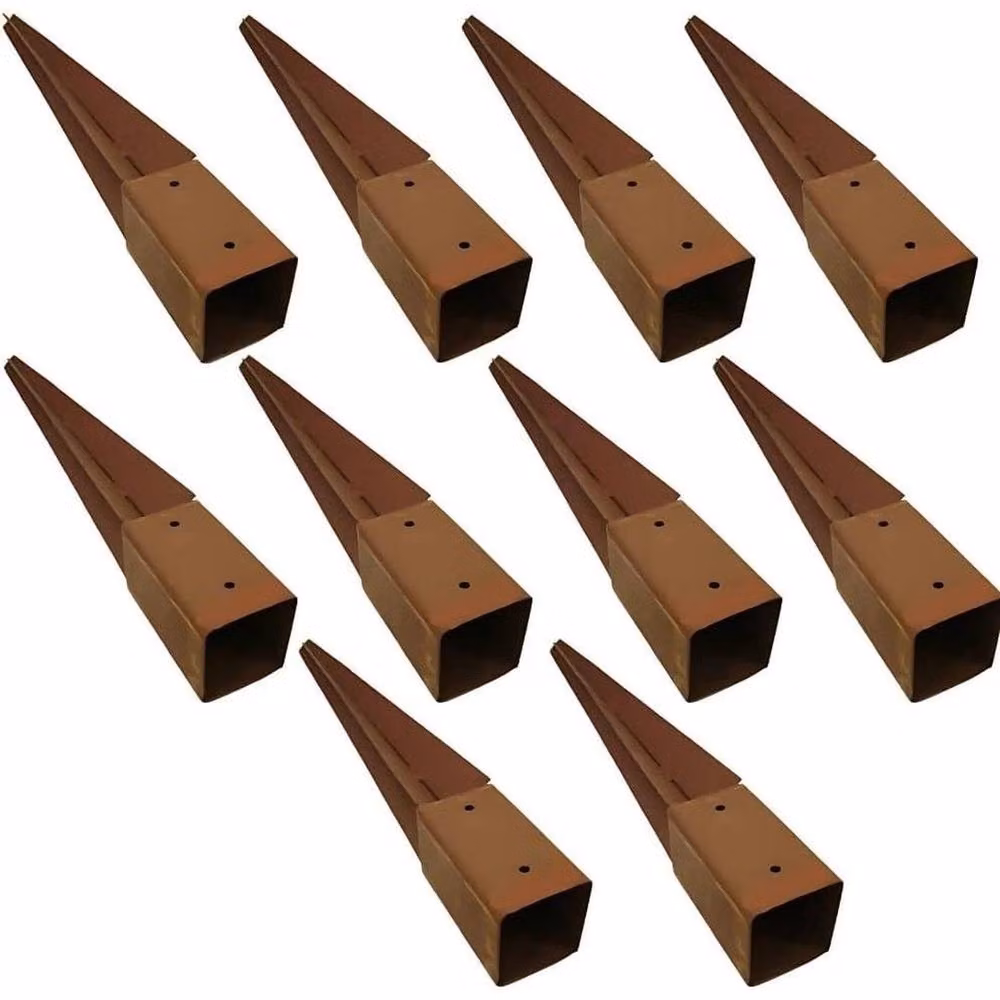 Kelvenix 8 Pack Steel Fence Post Spike Support Holders in Black, H: 120 cm, W: 7.5 cm – 4