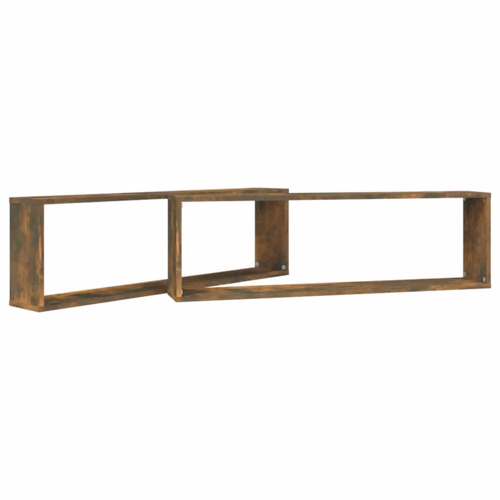 Berkfield Home Wall Mounted Cube Shelves, 2 Pack, Smoked Oak Brown, W/D/H: 100 x 15 x 30 cm – 3
