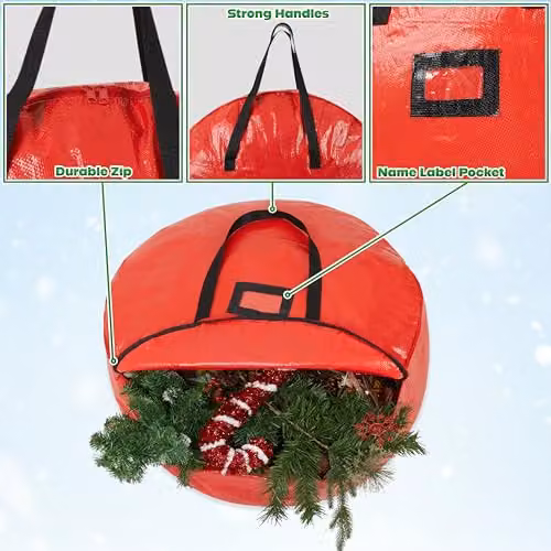 Deco Express Christmas Wreath Storage Bag in Red – 3