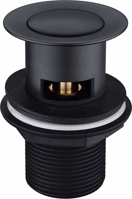 Nes Home Matt Black Pop Up Slotted Basin Waste Click Clack System in Brass – 1