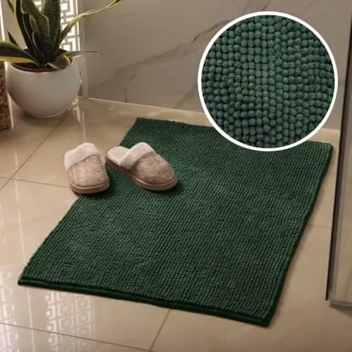 Allure Bath Fashions Chenille Microfibre Non-Slip Bath Mat, Green, W: 80 cm, D: 50 cm – 4