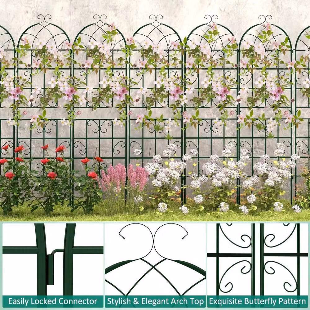 SPETLEK 4 Pack Green Galvanised Metal Garden Trellis for Climbing Plants, Height: 180 cm, Width: 50 cm – 4