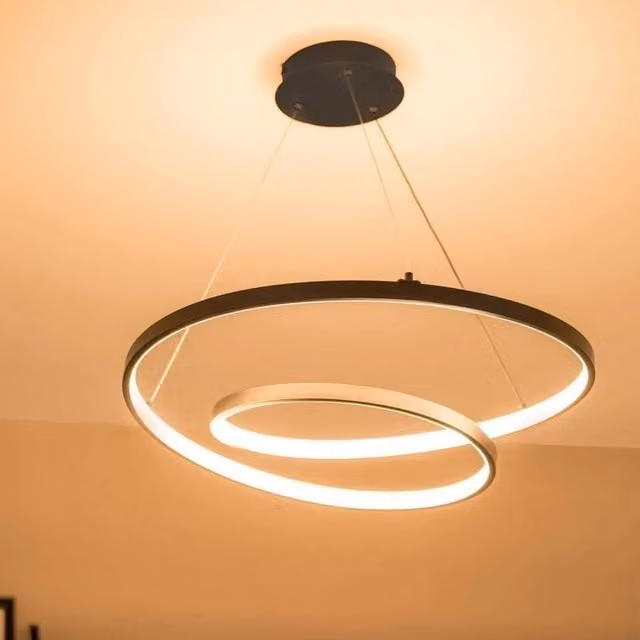 EONLION Adjustable Integrated LED Hanging Ring Ceiling Light in Black – 1