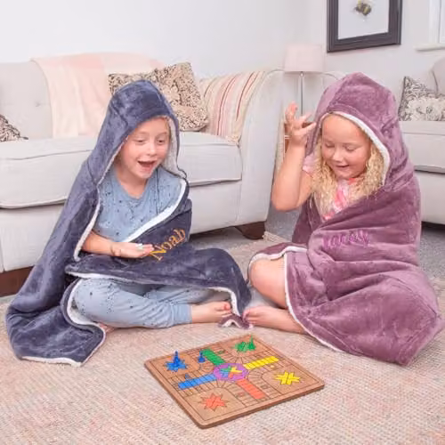 Duncan Stewart Personalised Childrens Hooded Sherpa Fleece Blanket in Purple – 4