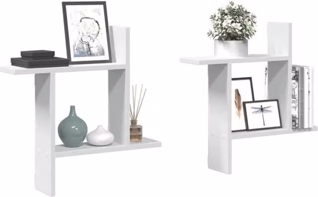 Berkfield Home Wall Mounted Shelves, 2 Pack, White, W/D/H: 50 x 12 x 50 cm