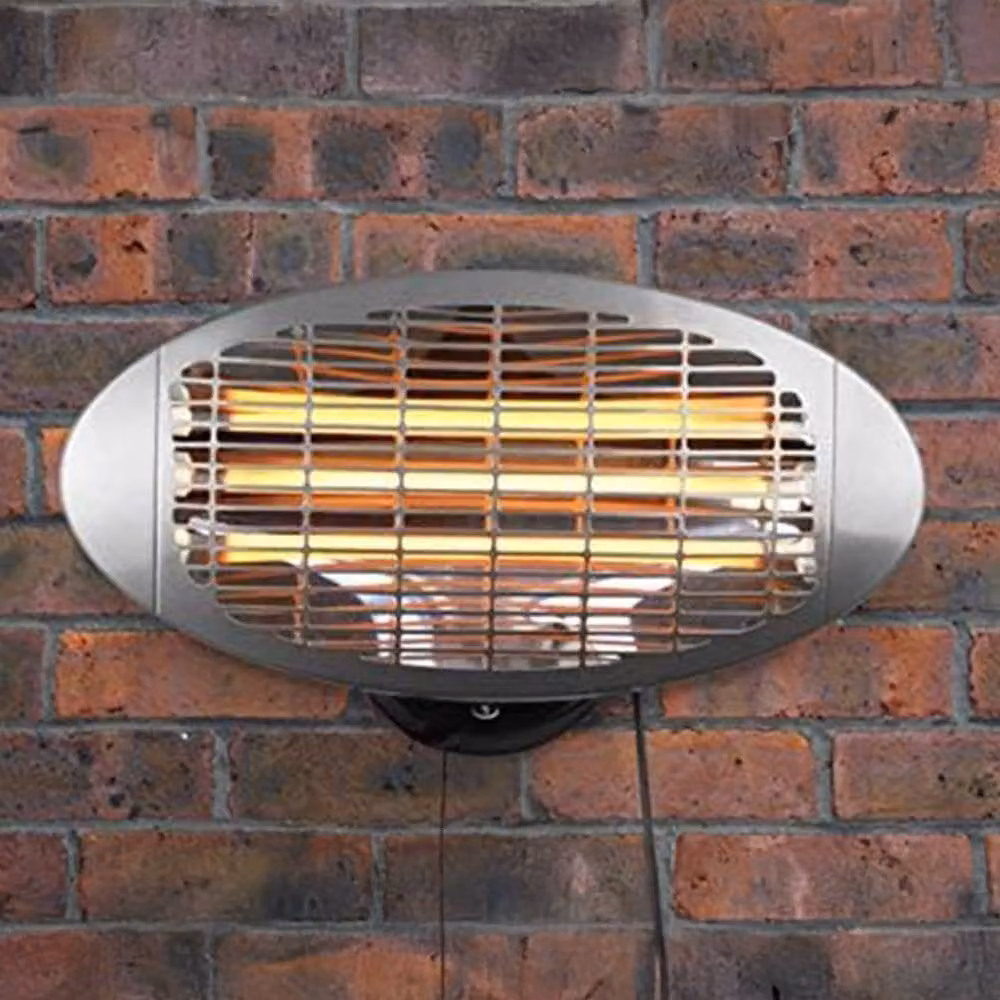 Primrose 2kW Quartz Bulb Wall Mounted Electric Patio Heater in Silver – 7
