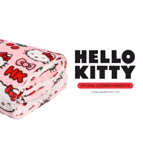 Skinnydip Hello Kitty Cherry Pink Floral Fleece Blanket, W/D/H: 130 x 150 cm – 5