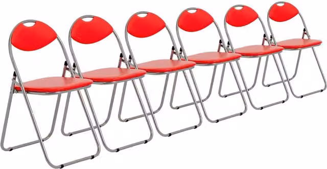 Harbour Housewares Set of 6 Red Padded Folding Chairs with Metal Frame – 1