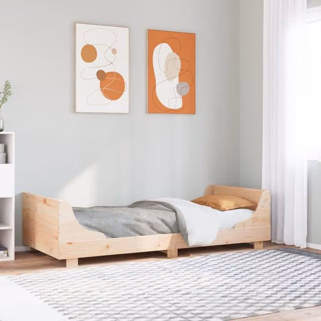Berkfield Home Solid Wood Pine Bed Frame in Brown, W/D/H: 90 x 200 cm