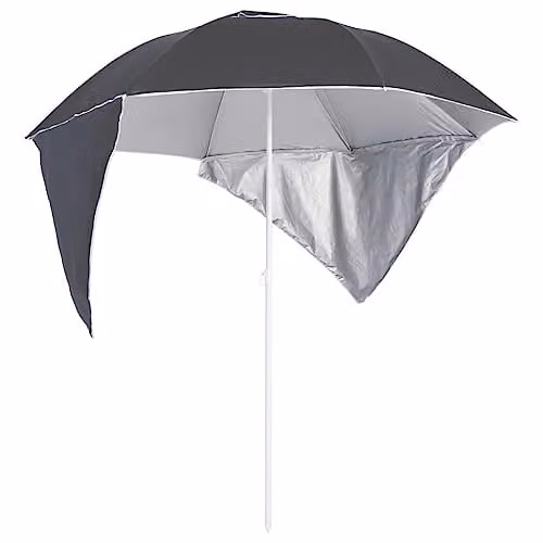 vidaXL Beach Parasol with Side Walls in Anthracite and Silver, Height: 215 cm – 1