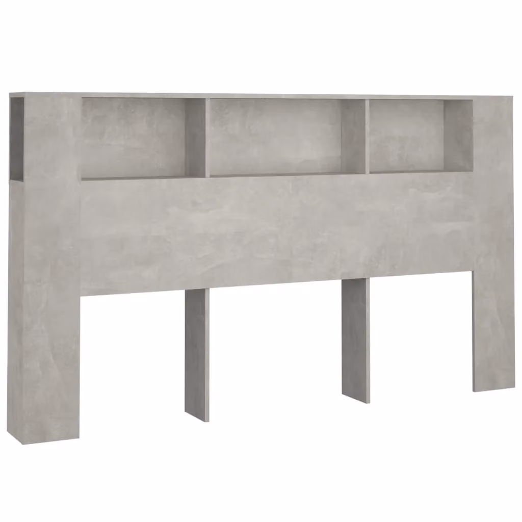 Berkfield Home Modern Headboard Cabinet in Concrete Grey with Integrated Nightstands and Shelves, W: 180 cm, D: 18.5 cm, H: 104.5 cm – 2