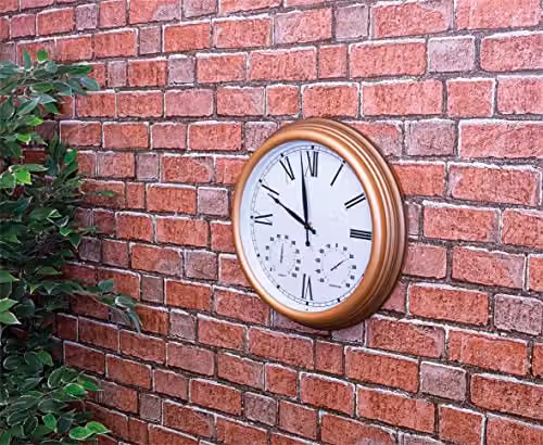St Helens Home & Garden Vintage Design Copper Colour Outdoor Wall Clock with Thermometer and Hygrometer, Diameter: 38 cm – 3